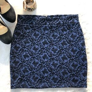 Vero Moda Blue Mini Skirt Black Paisley Pattern